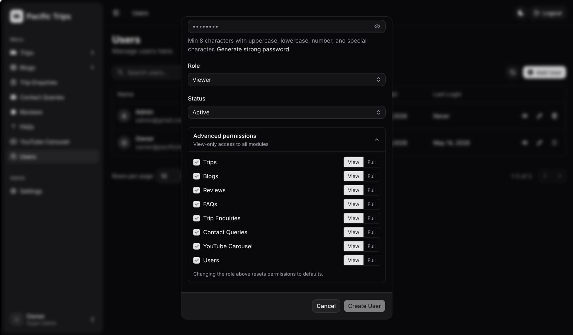 Role-based permissions