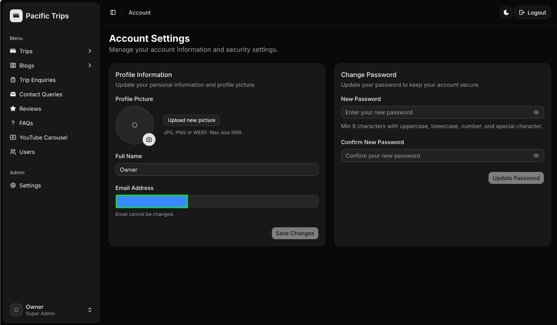 Account settings